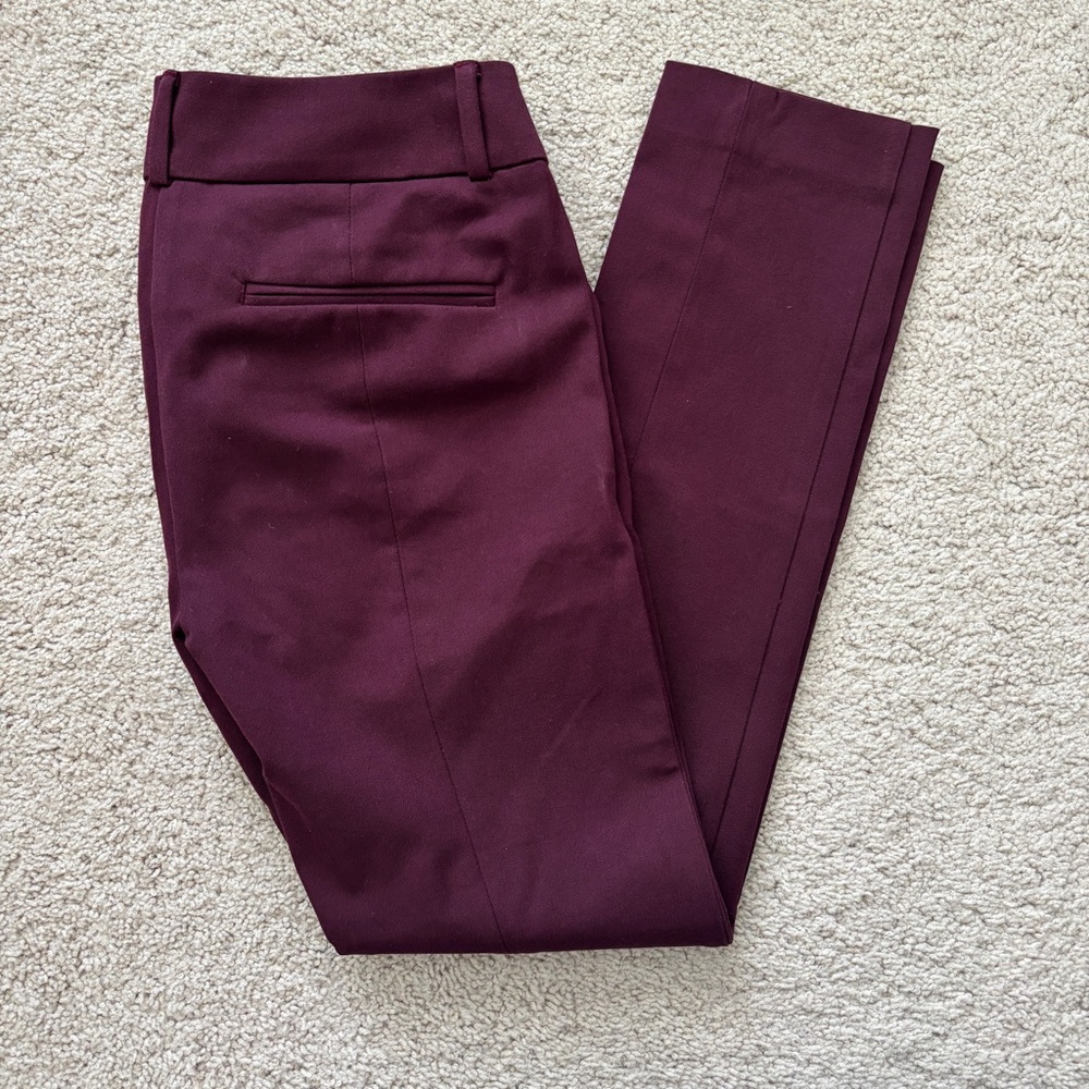 Loft Burgundy Marissa Skinny Dress Pants